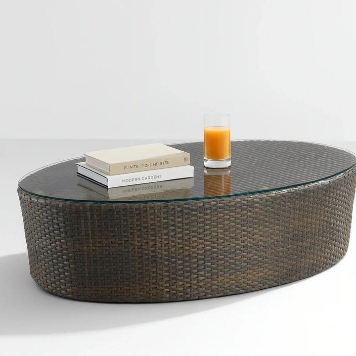 Savannah 5-Piece Outdoor Wicker Sofa Set With Glass Top Tables