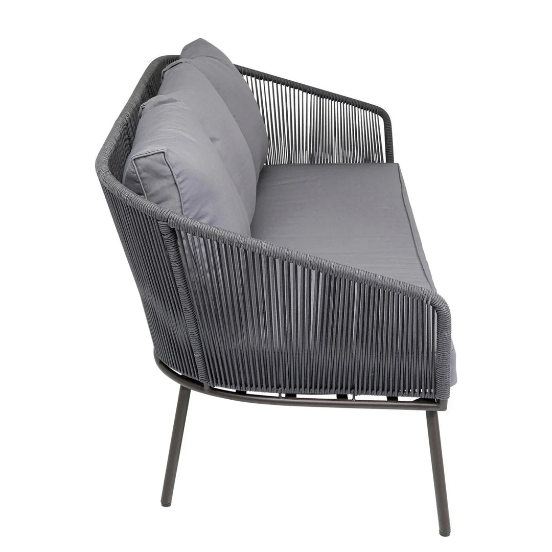 Zariah Outdoor Rope 5-Seater Patio Sofa Set with Glass Top Table (Grey)