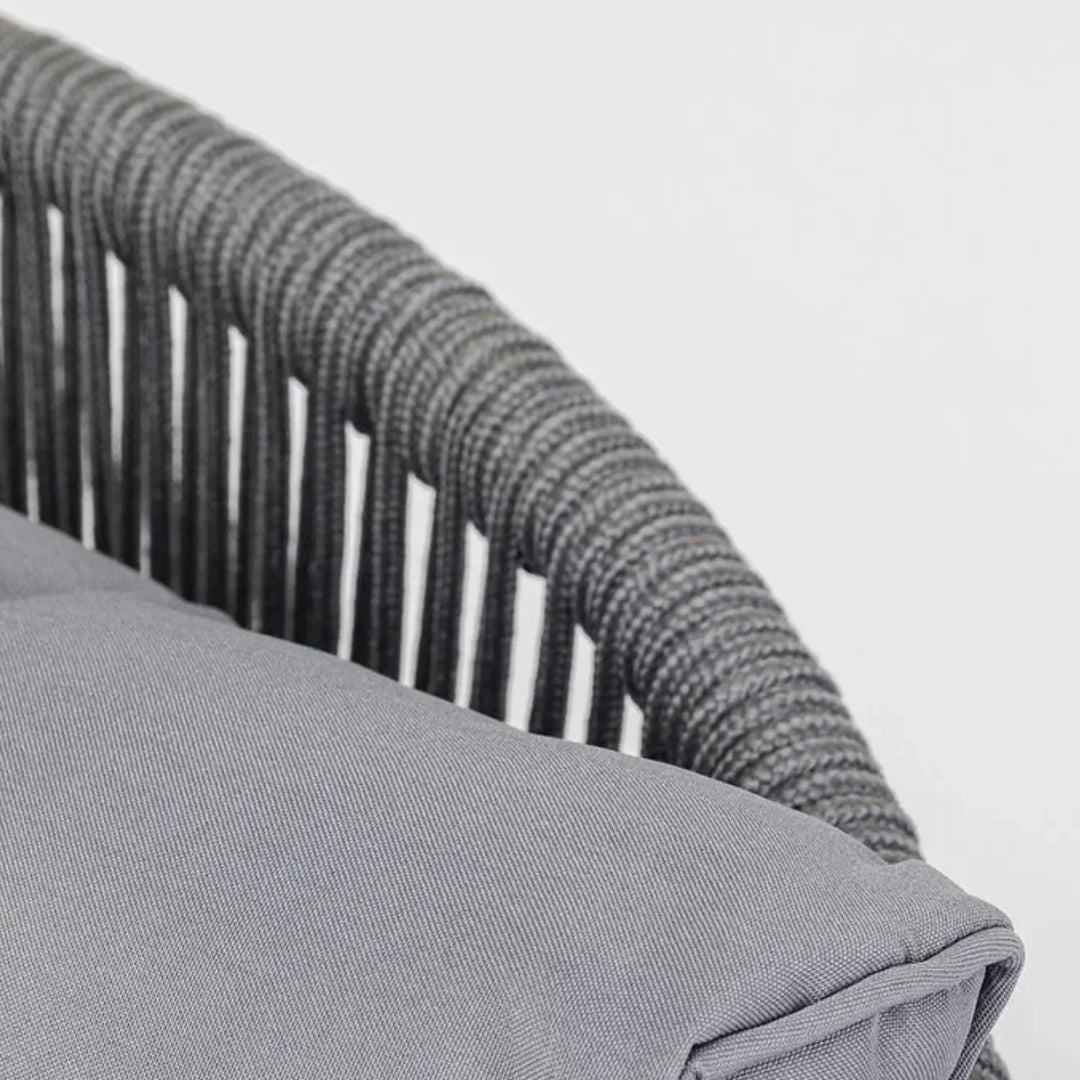 Zariah Outdoor Rope 5-Seater Patio Sofa Set with Glass Top Table (Grey)