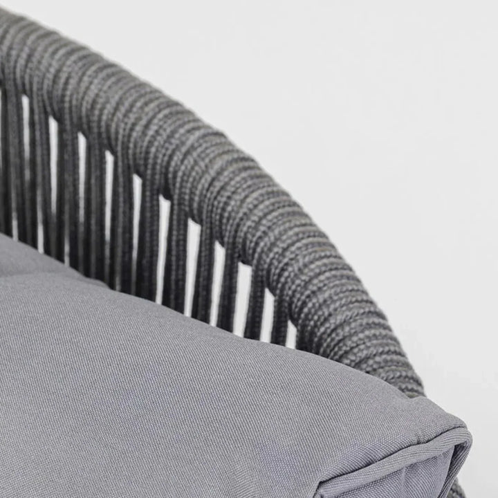 Zariah Outdoor Rope 5-Seater Patio Sofa Set with Glass Top Table (Grey)