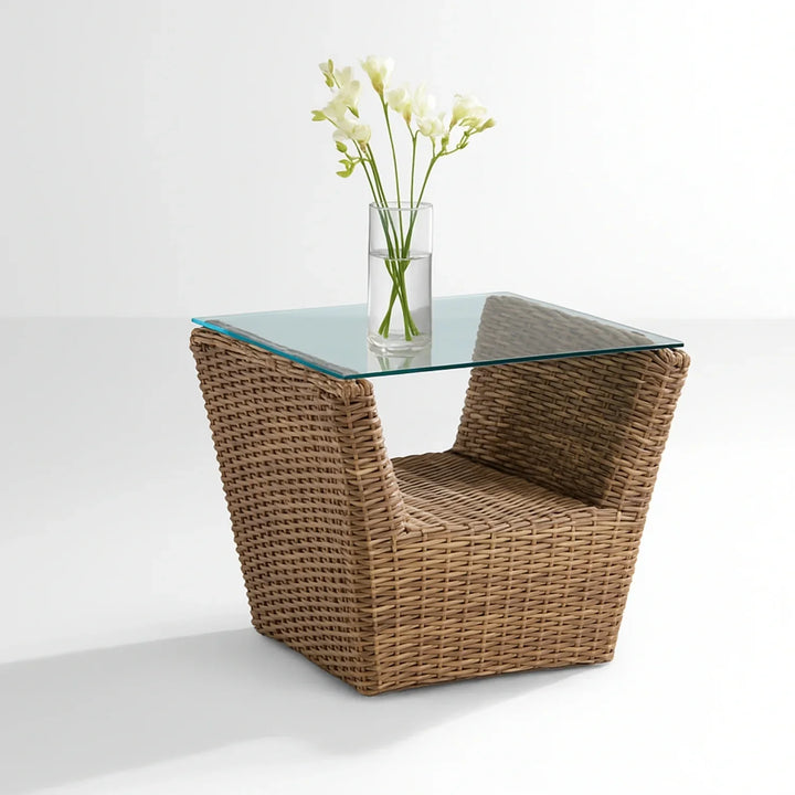 Patricia 5-Piece Outdoor Wicker Sofa Set With 2-Tier Glass Top Tables