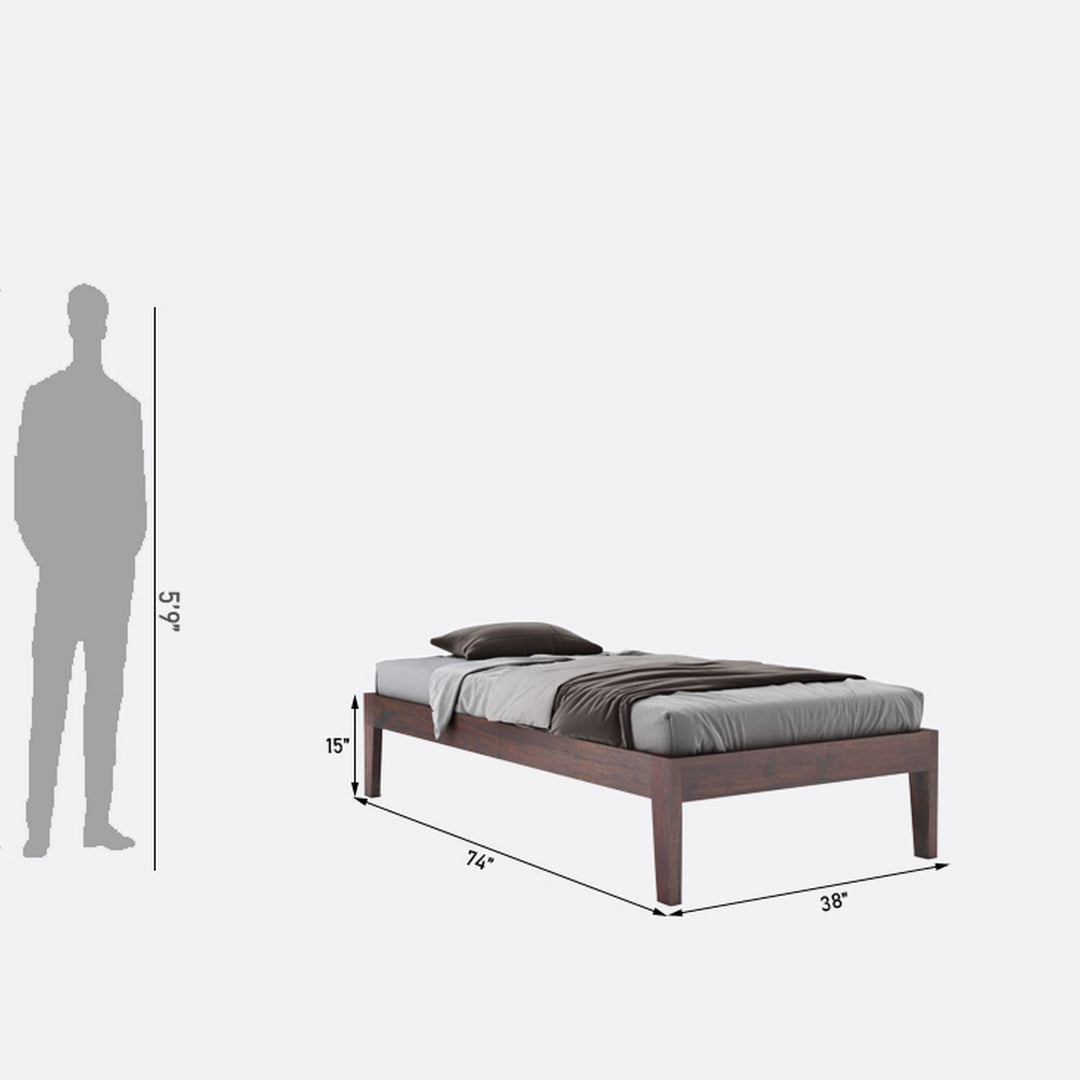 Coraline Solid Sheesham Wood Single Bed Without Storage (Walnut Finish)
