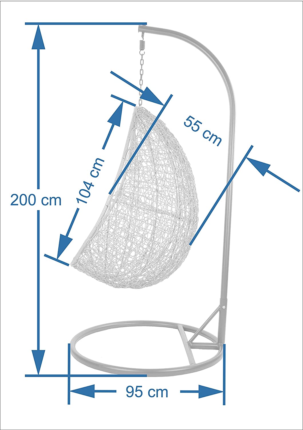 Calabresi Single Seater Hanging Swing With Stand For Balcony , Garden Swing (Dark Grey)