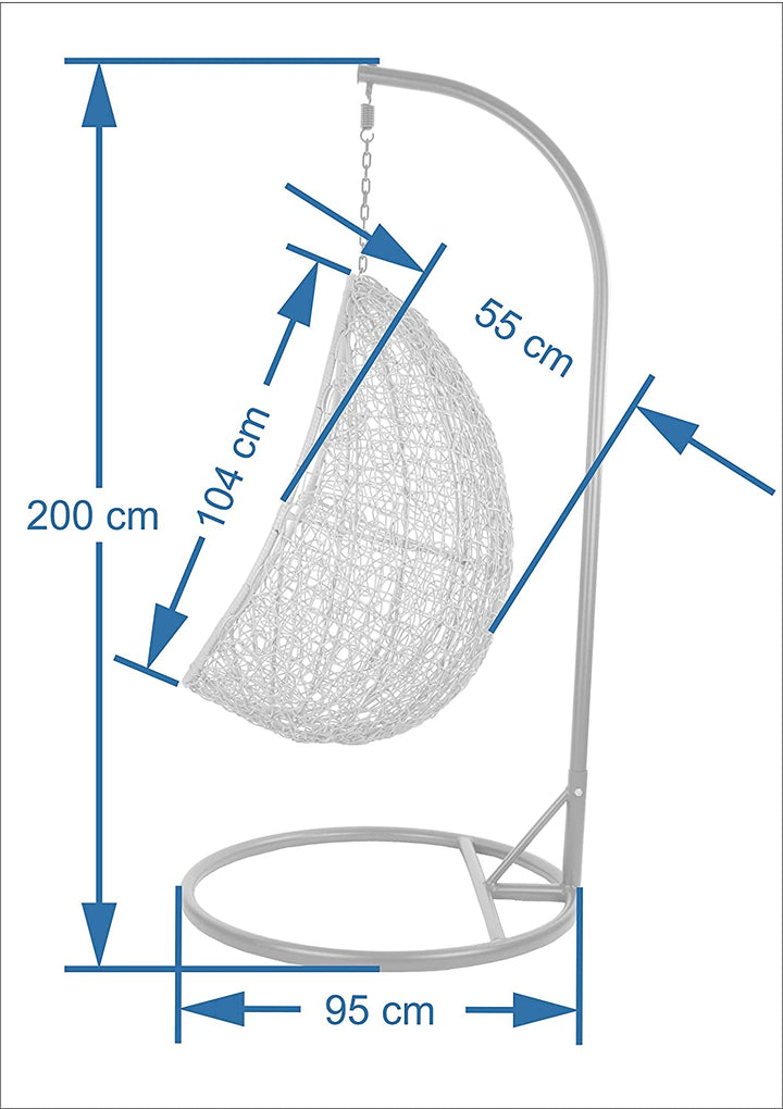 Calabresi Single Seater Hanging Swing With Stand For Balcony , Garden Swing (Dark Grey)