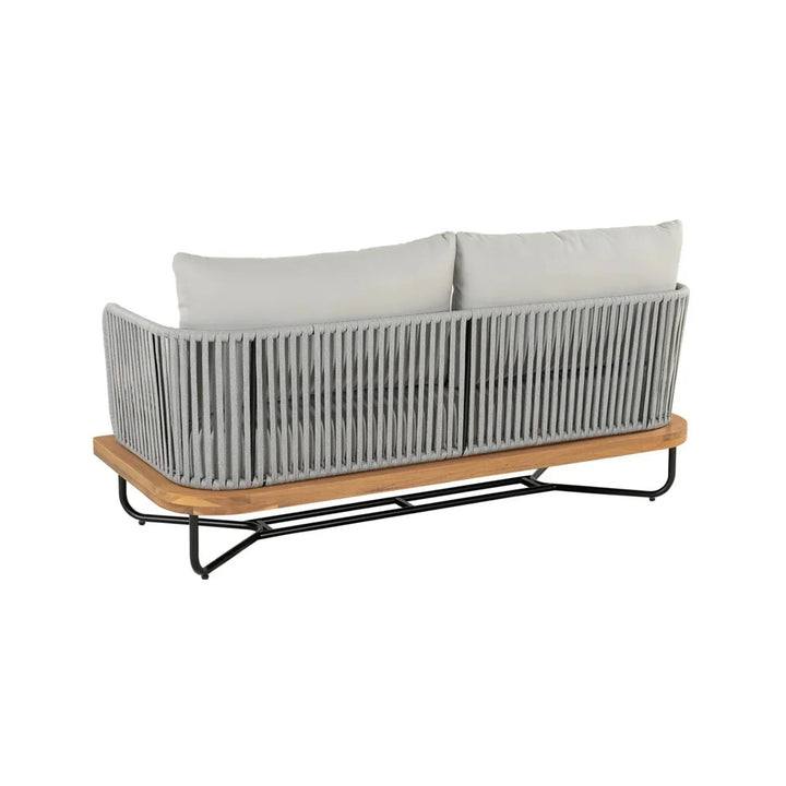 Uma Outdoor 4-Piece Rope Woven Conversation Sofa Set with Wooden Top Table