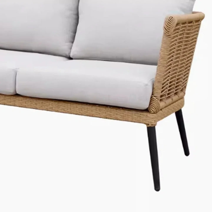 Noura Outdoor Beige Rope 7-Seater Sofa Set With Glass Top Table