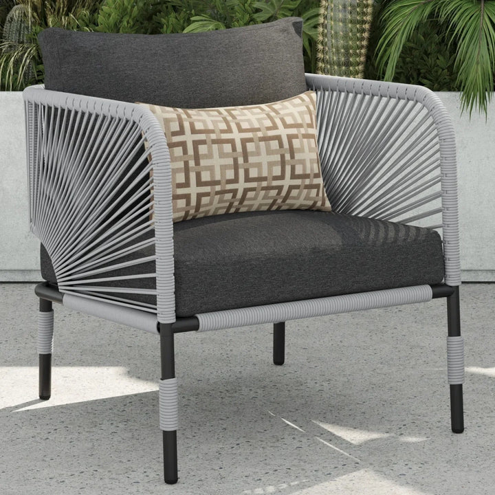 Bellamy Outdoor Rope 5-Seater Sofa Set With Glass Top Table