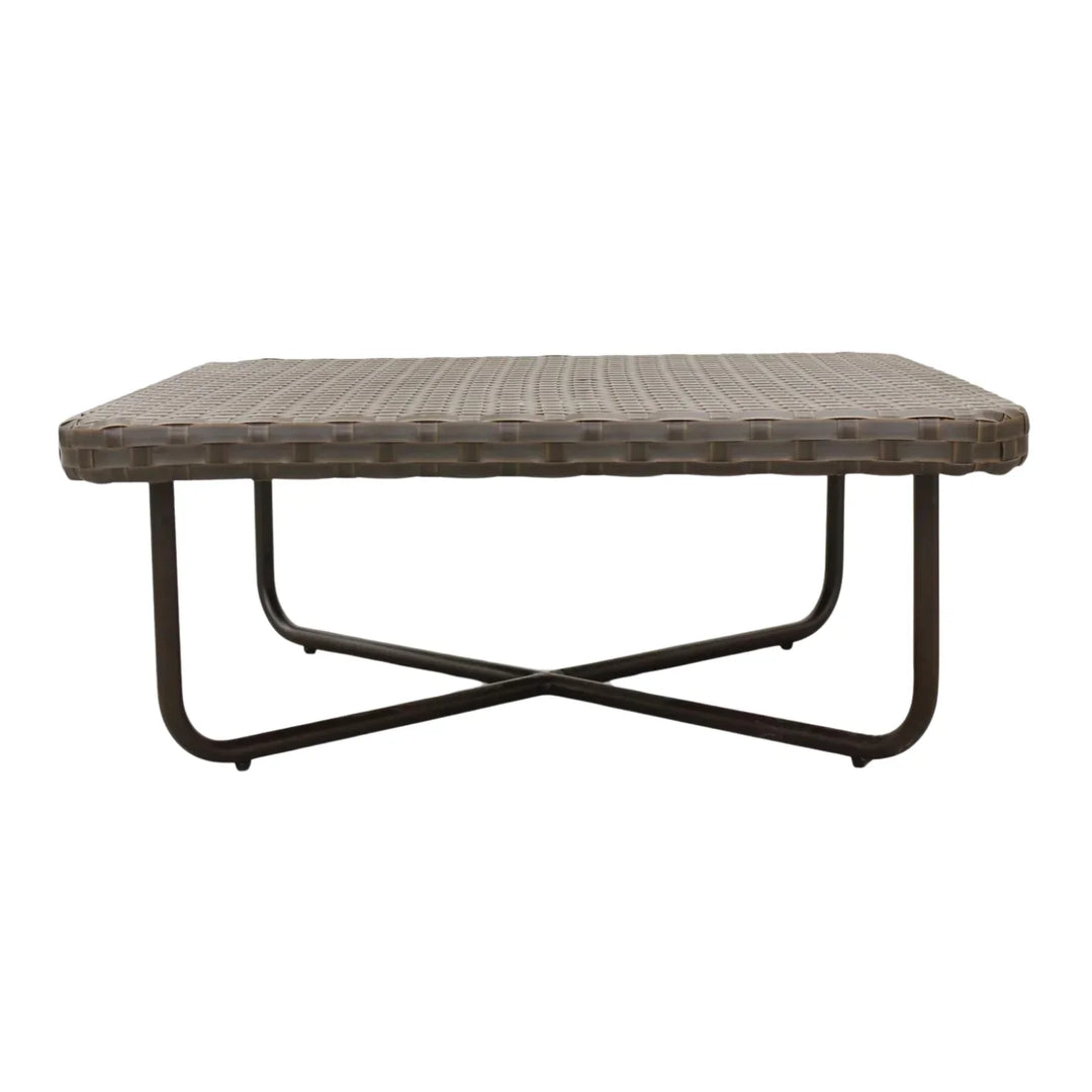 Tinsley Outdoor Rope 4-Piece Patio Sofa Set with Wicker Top Table (Brown & White)