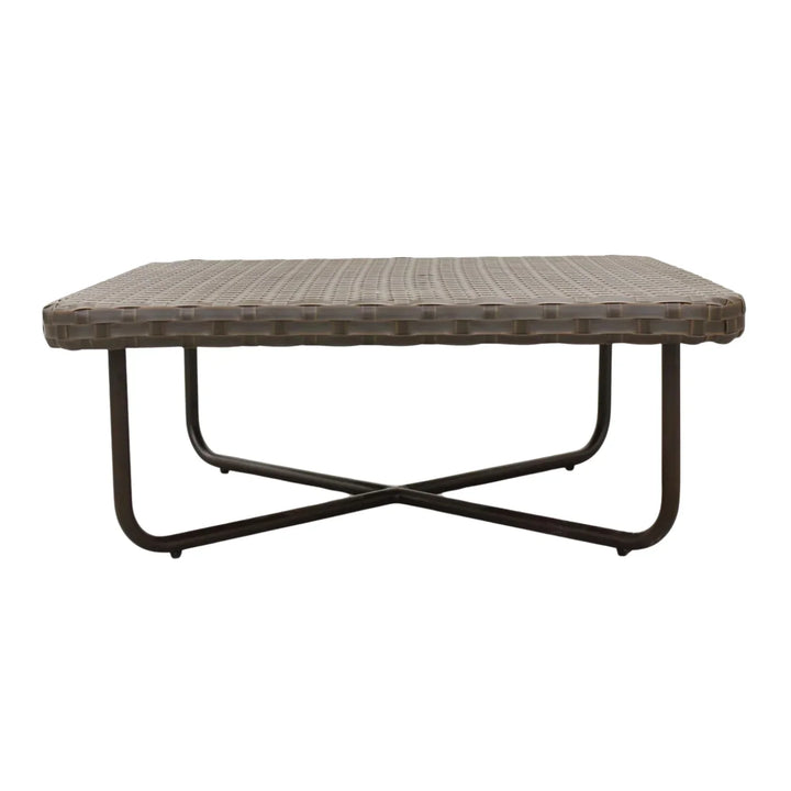 Tinsley Outdoor Rope 4-Piece Patio Sofa Set with Wicker Top Table (Brown & White)