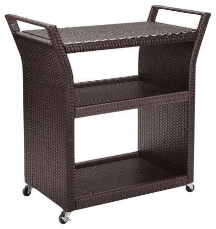 Hilde Outdoor Patio Bar Serving Cart (Brown)