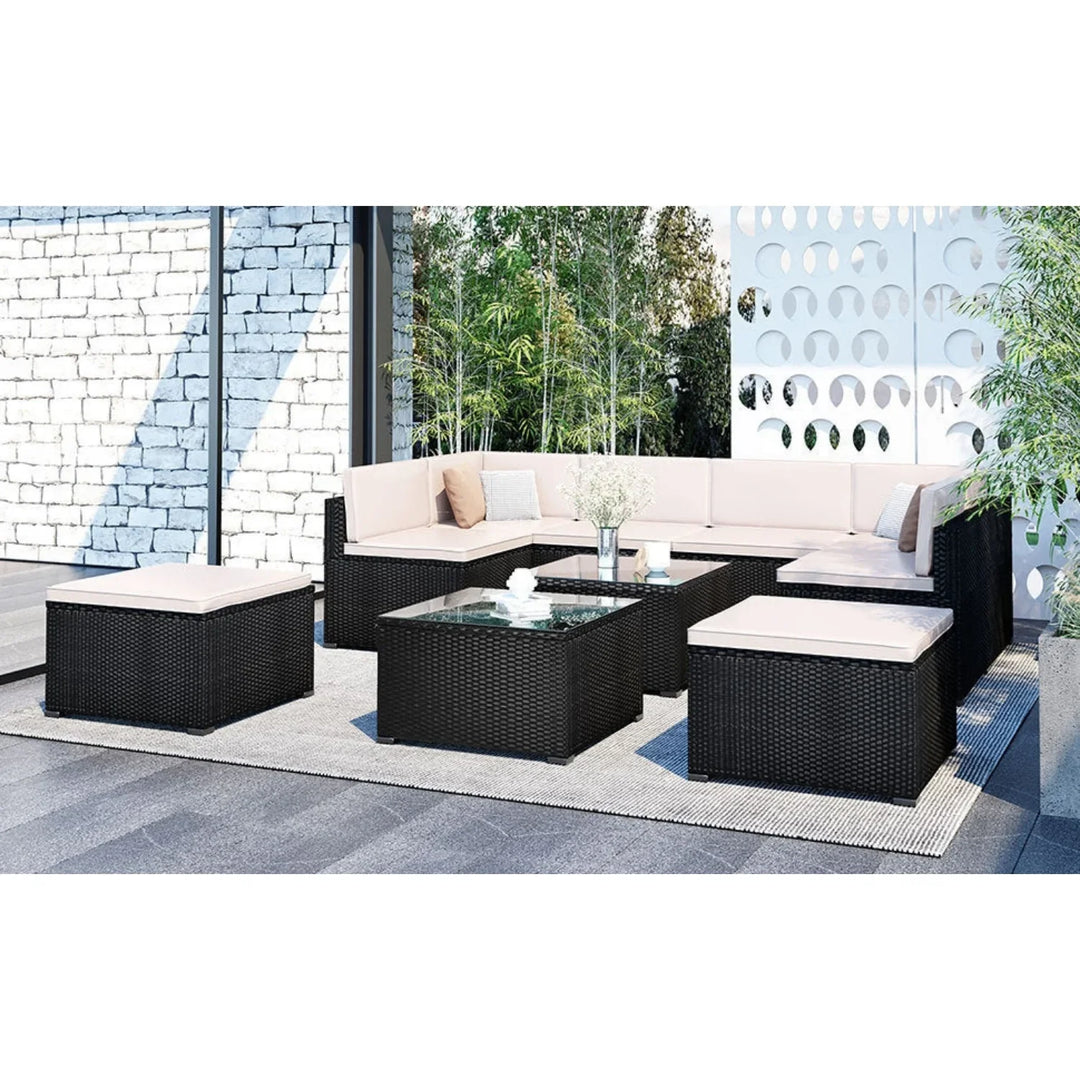 Silvia 8 Pieces Sectional Wicker Furniture Set