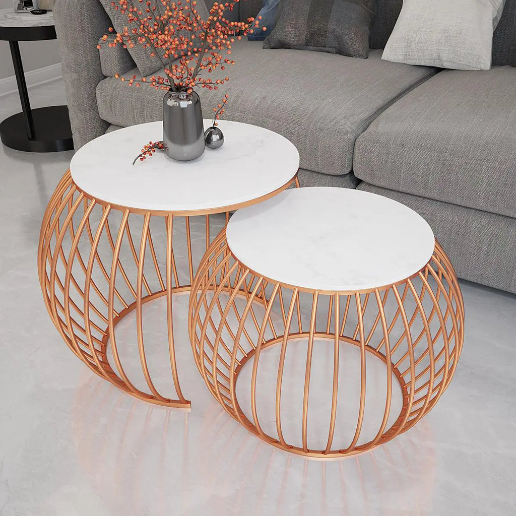 Prey Marble And Metal Coffee Table Set Tables