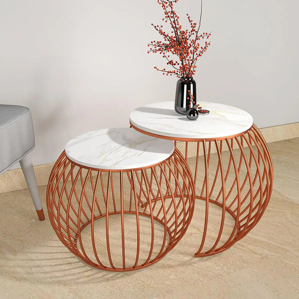 Prey Marble And Metal Coffee Table Set Tables