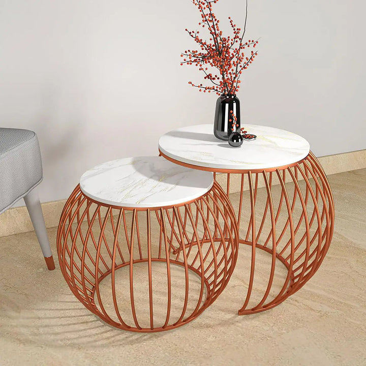Prey Marble And Metal Coffee Table Set Tables