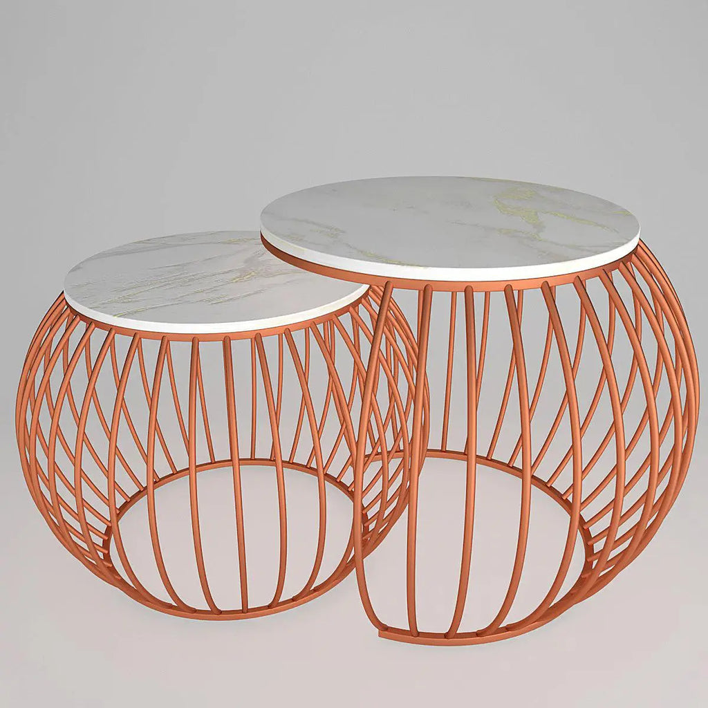 Prey Marble And Metal Coffee Table Set Tables