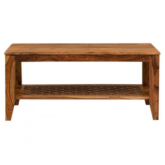 Kansas Carved Net Coffee Table In Honey Finish