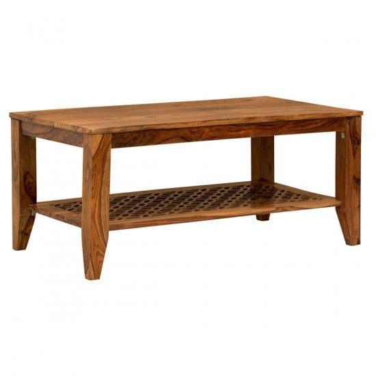 Kansas Carved Net Coffee Table In Honey Finish