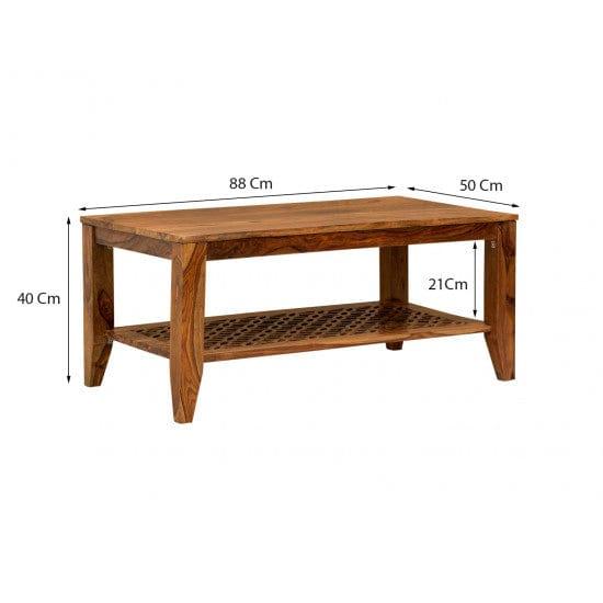 Kansas Carved Net Coffee Table In Honey Finish