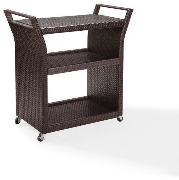 Hilde Outdoor Patio Bar Serving Cart (Brown)