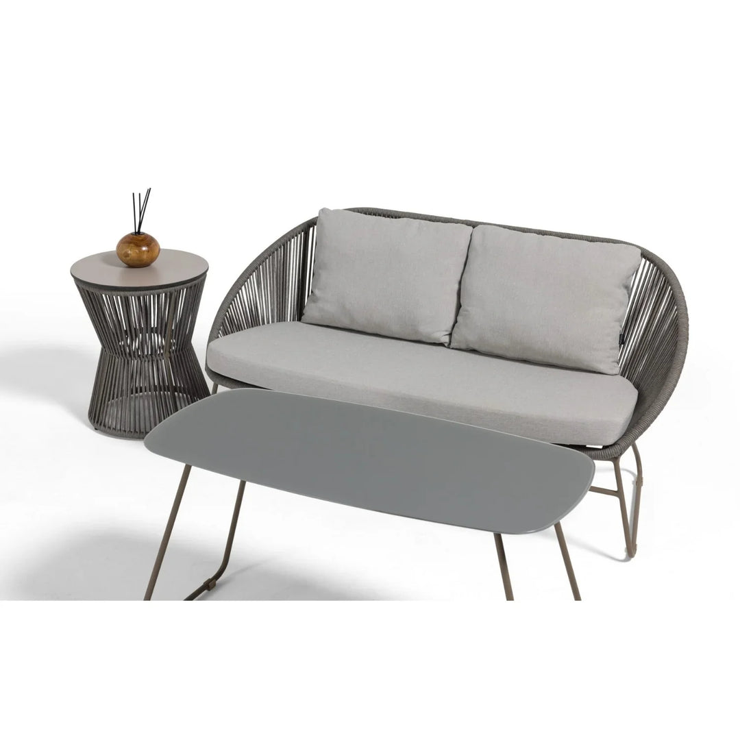 Sawyer Outdoor Rope 4-Piece Patio Sofa Set with Glass Top Tables