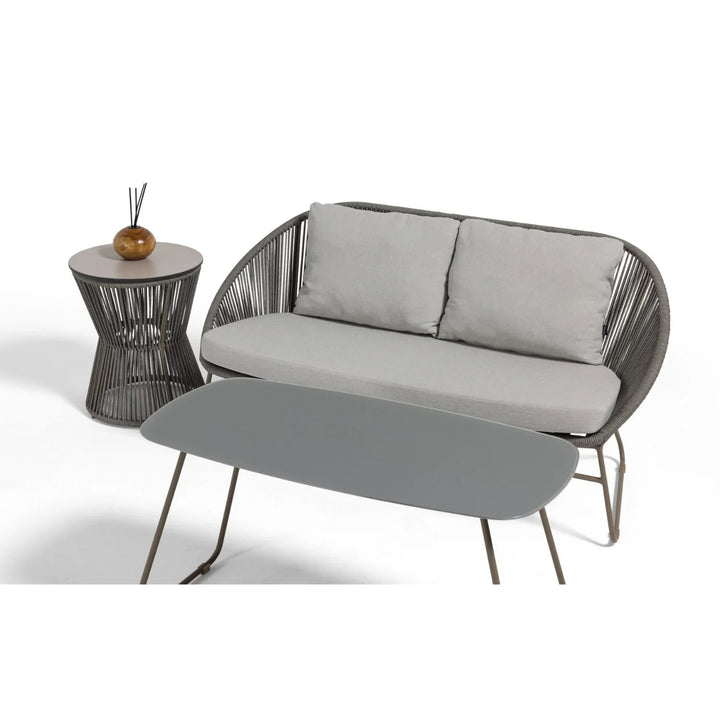 Sawyer Outdoor Rope 4-Piece Patio Sofa Set with Glass Top Tables