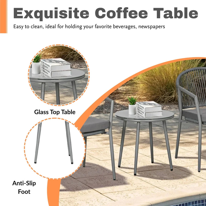 Renata 3 Piece Garden Outdoor Rope Patio Set