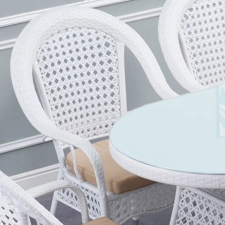 Haneen Outdoor All-Weather Resistant Rattan Wicker 7-Piece Dining Set