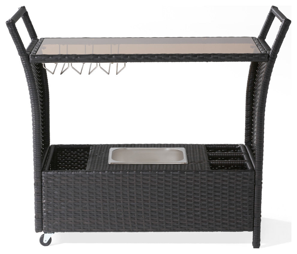 Gerrit Outdoor Patio Bar Serving Cart (Dark Brown)