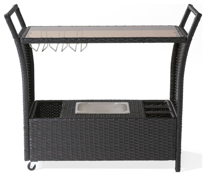 Gerrit Outdoor Patio Bar Serving Cart (Dark Brown)