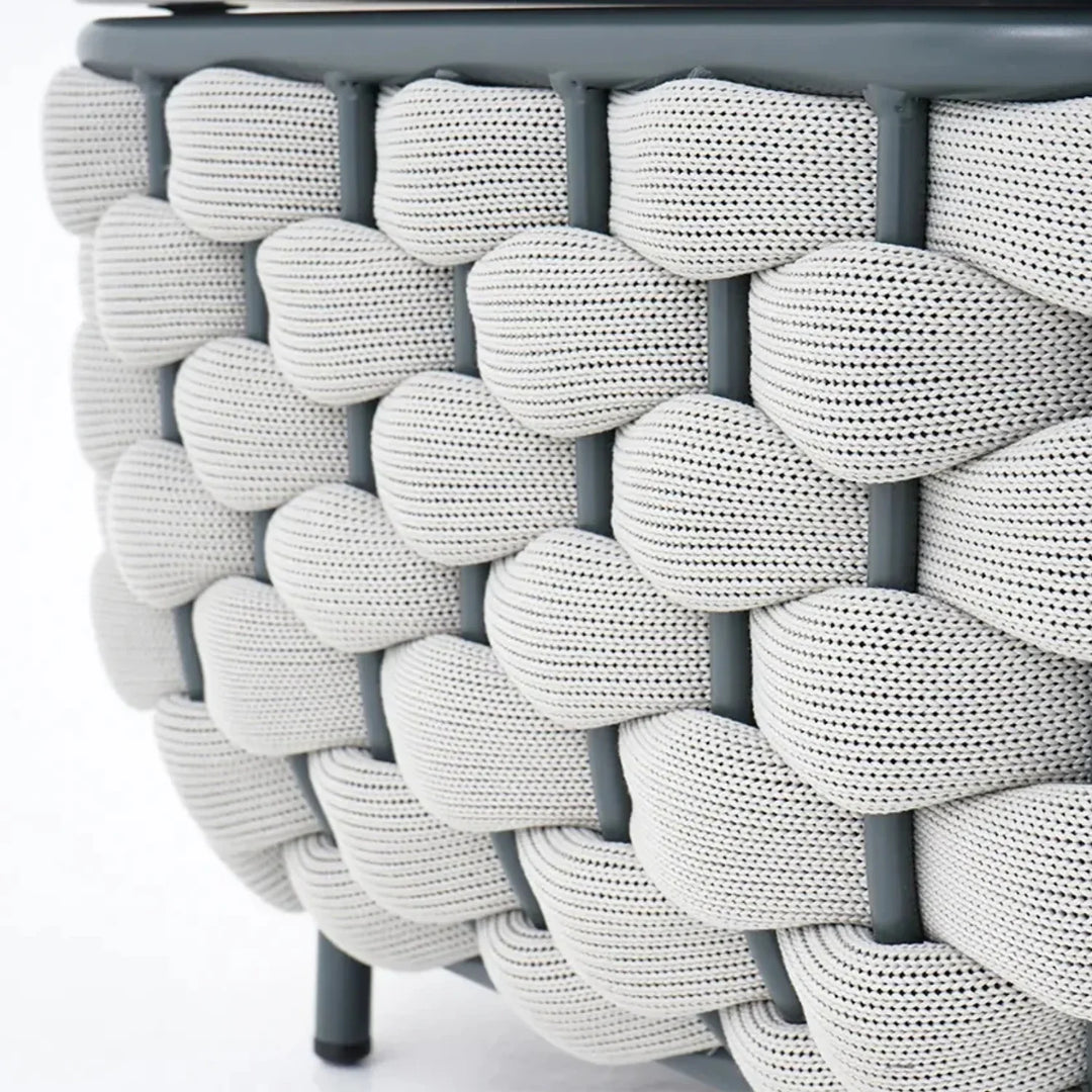 Rina 4 Piece Outdoor Rope Sofa Set with Glass Top Coffee Table (Light Grey & Dark Grey)