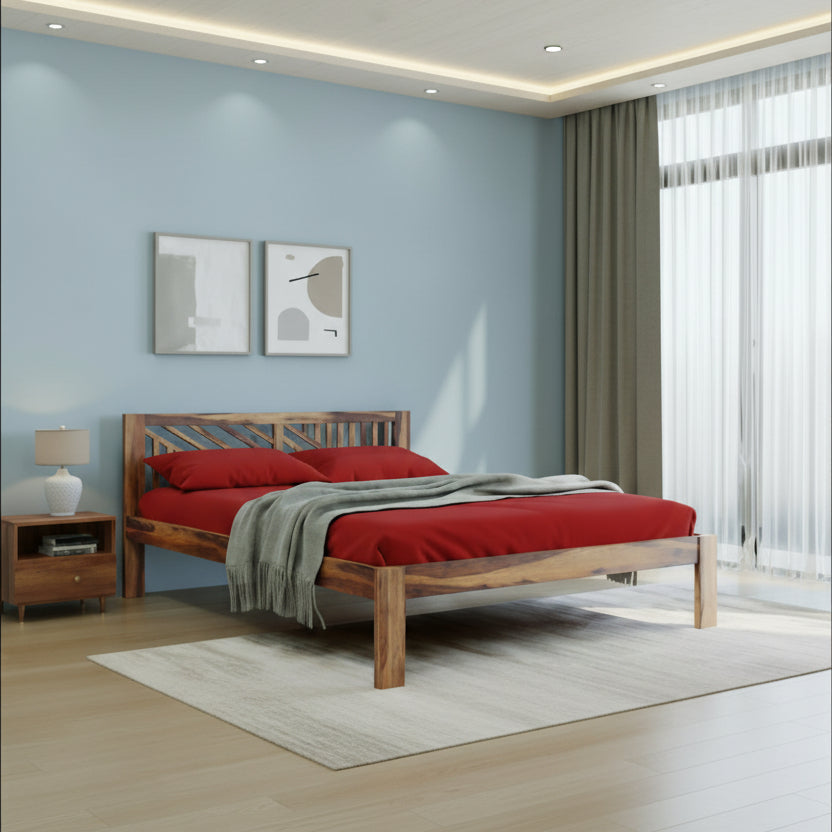 Ngan Bed in Sheesham wood - Non Storage