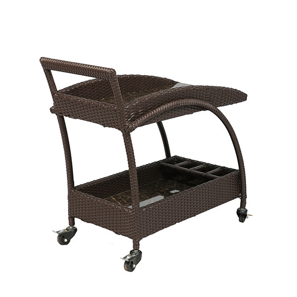 Ivon Outdoor Patio Bar Serving Cart (Brown)