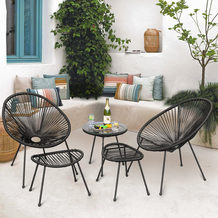 Lung Outdoor Patio Seating Set 2 Chairs and 1 Table Set (Black)