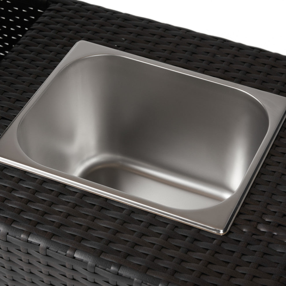 Gerrit Outdoor Patio Bar Serving Cart (Dark Brown)