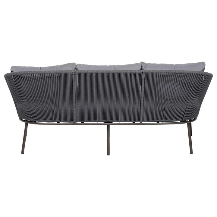 Zariah Outdoor Rope 5-Seater Patio Sofa Set with Glass Top Table (Grey)