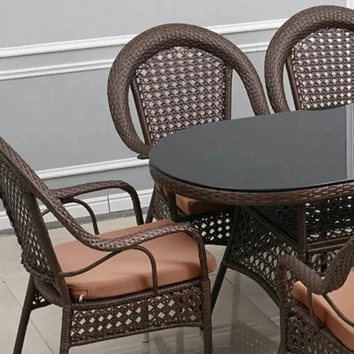 Ghazal Outdoor All-Weather Resistant Rattan Wicker 7-Piece Dining Set