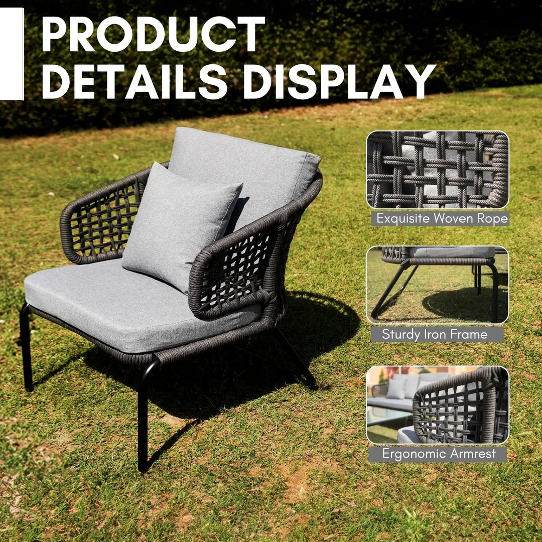 Ishira Outdoor 5 Seater Rope Conversation Sofa Set