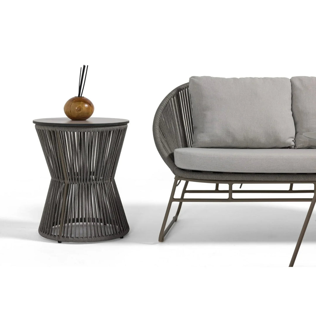 Sawyer Outdoor Rope 4-Piece Patio Sofa Set with Glass Top Tables