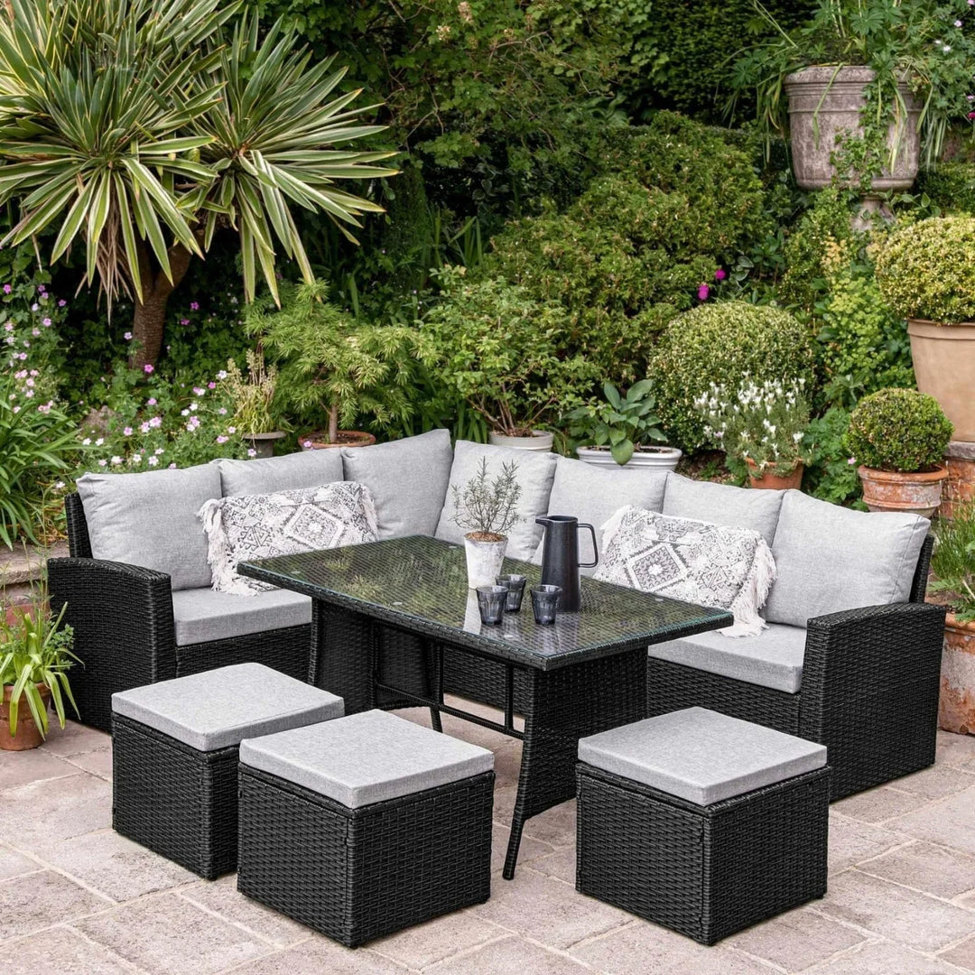 Paulina 6-Piece All-Weather Wicker Patio Furniture Set (Black/Grey)