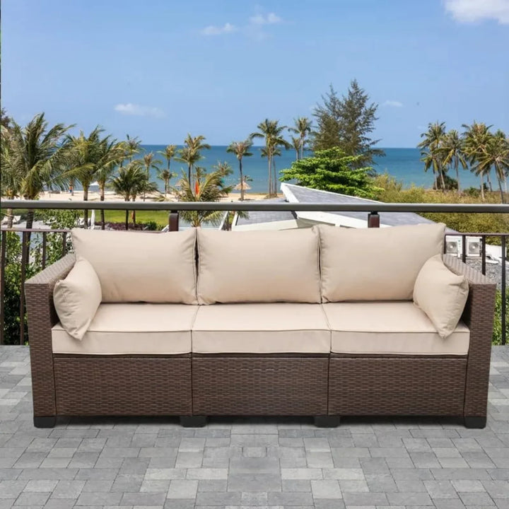 Sophia 3-Seater Outdoor Rattan Wicker Patio Sofa