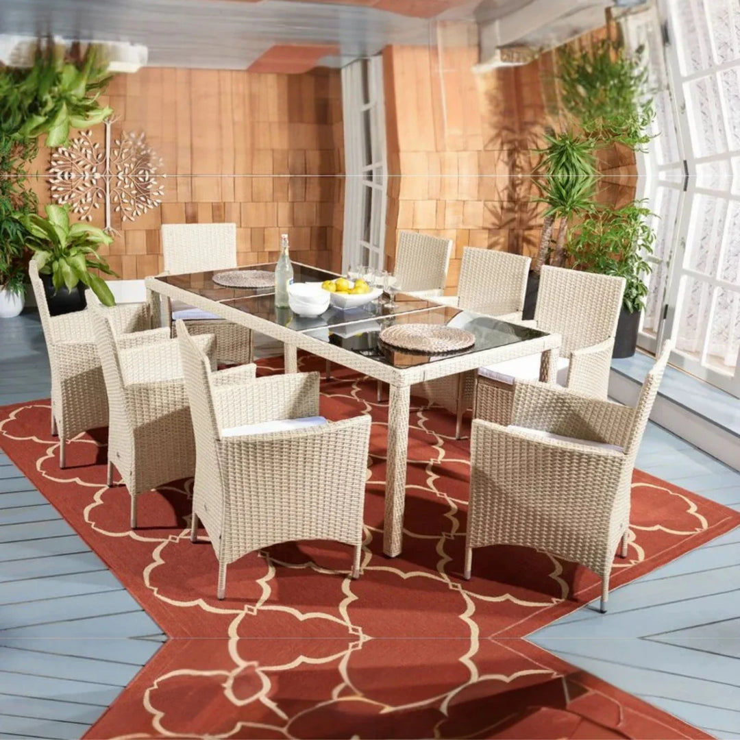 Bongiwe 9-Piece Outdoor Rattan Wicker Dinning Table Set