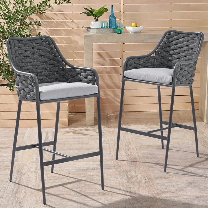 Samaira 2-Piece Outdoor Rope Bar Chairs – Stylish Comfort Built to Last