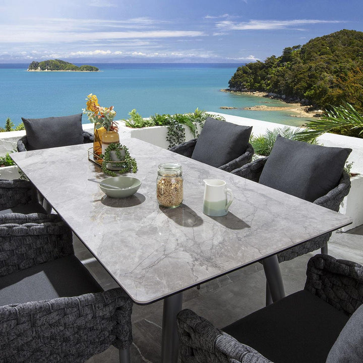 Ventus Outdoor Patio Seating Set 6 Chairs and 1 Table Set (grey)