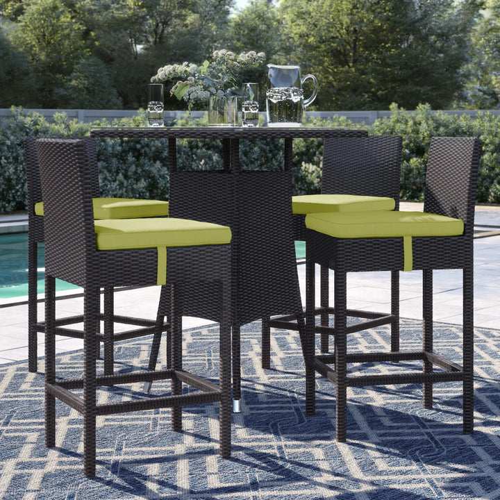 Volta Outdoor Patio Bar Sets 4 Chairs and 1 Table (Dark Brown)