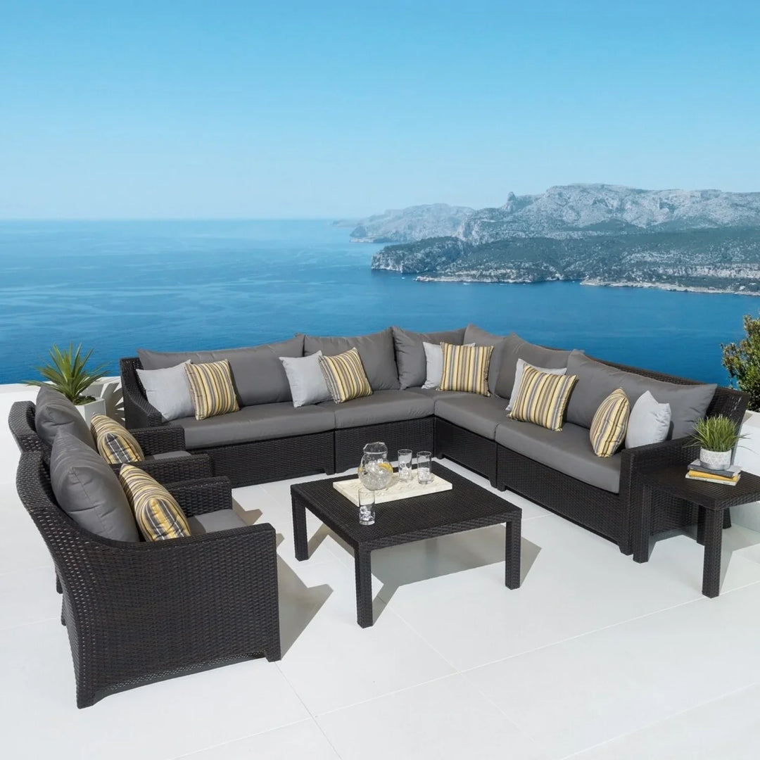 Dahabo All Weather Outdoor Wicker Garden L-Shape Sectional Conversation Set