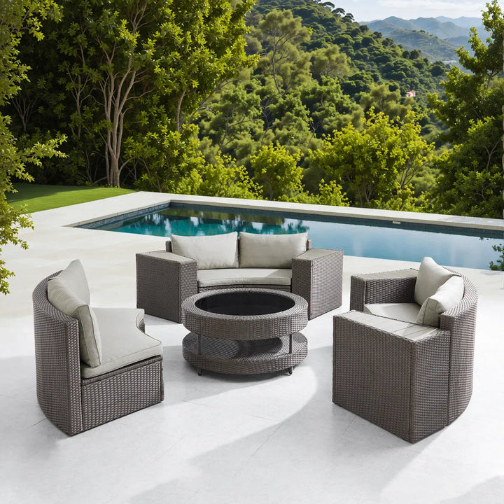 Vimi Outdoor Patio Sofa Set 6 seater and 1 Center Table (Dark brown)