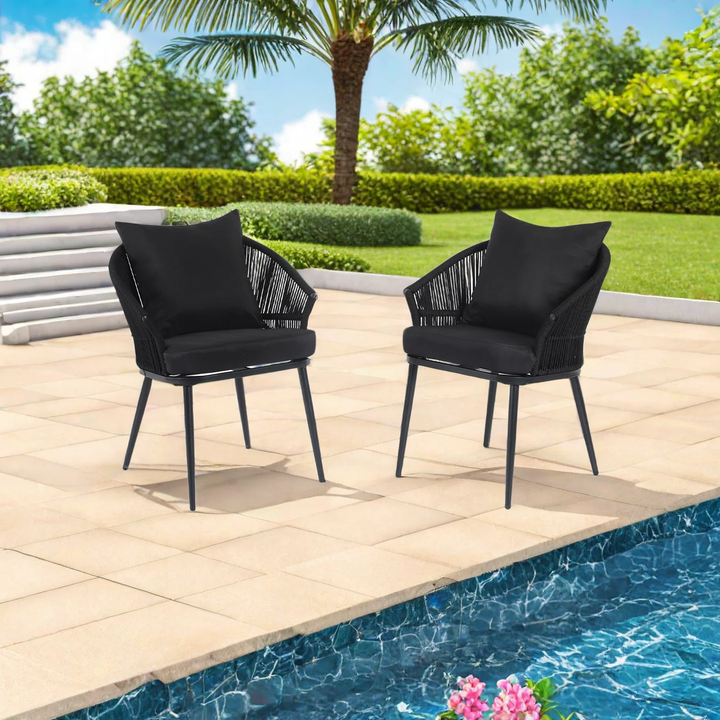 Aina Outdoor Patio Seating Set 2 Chairs Set Braid & Rope