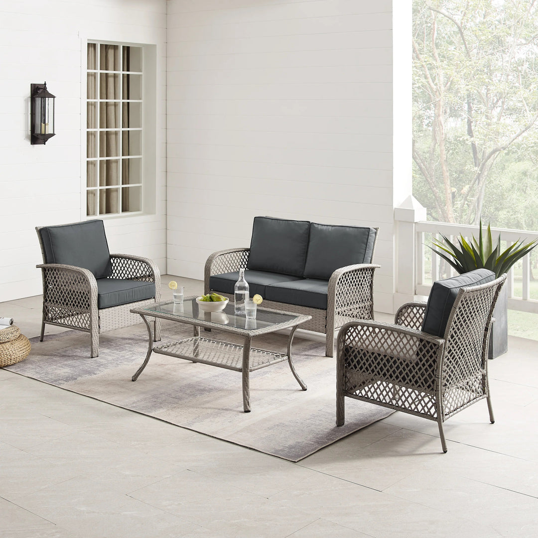 Meier Outdoor Sofa Set 2 Seater, 2 Single seater and 1 Center Table (Grey)