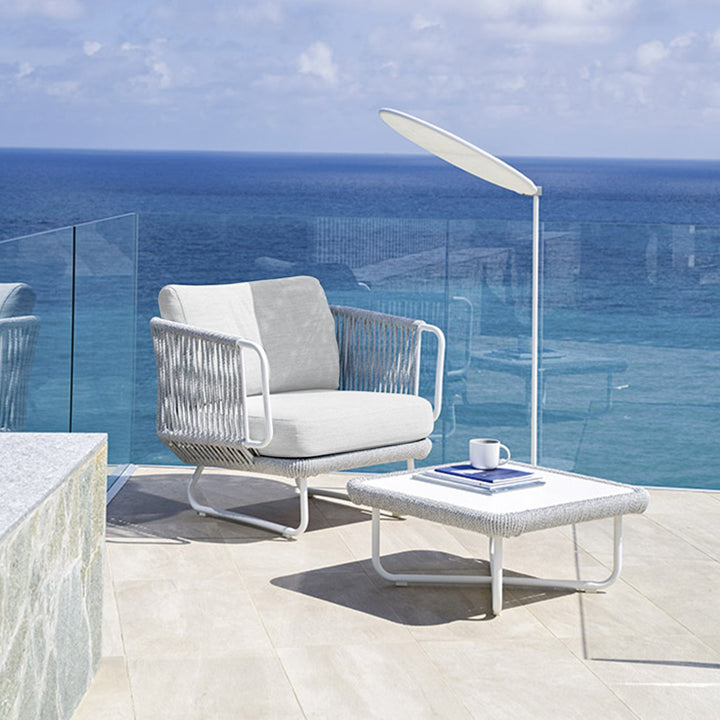 Astor Outdoor Garden Balcony Sofa Set 3 Seater , 2 Single Seater and 1 Center Table Set Braid & Rope (Grey-Off White)