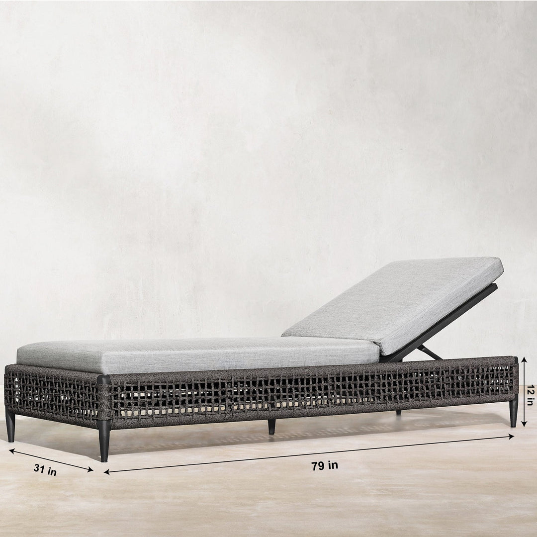 Quel Outdoor Swimming Poolside Lounger (Grey) Braided & Rope